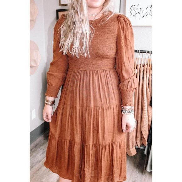 Anthropologie Dresses & Skirts - By the River Smocked Tiered Midi Dress Size S